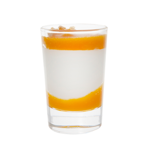 Dessertglaasje kokosnootcrème/mangocoulis glas, 48x66ml